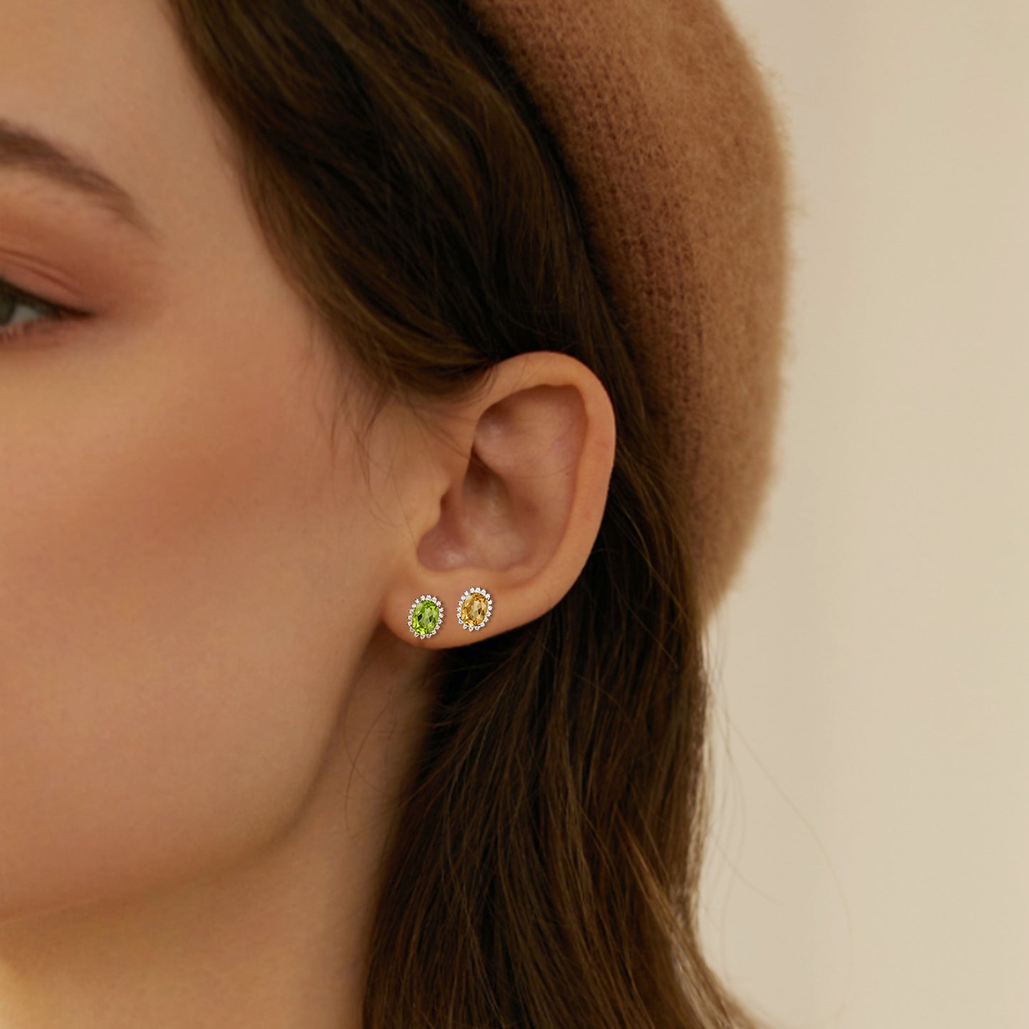 Stylish S925 Silver Natural Topaz Peridot Earrings Women'S Luxury Pre