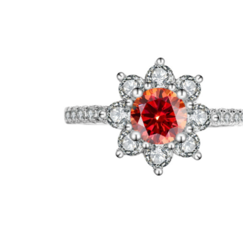 Sterling Silber 925 Moissanit Ring Damen Blumen Diamant