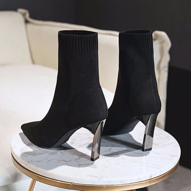 Spitze Zehen Stiefeletten Damen Socken Schuhe