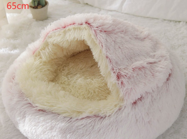 2 en 1 Lit pour chien et chat Lit d'hiver pour animaux de compagnie Lit rond en peluche Lit chaud Maison douce longue en peluche Produits pour animaux de compagnie