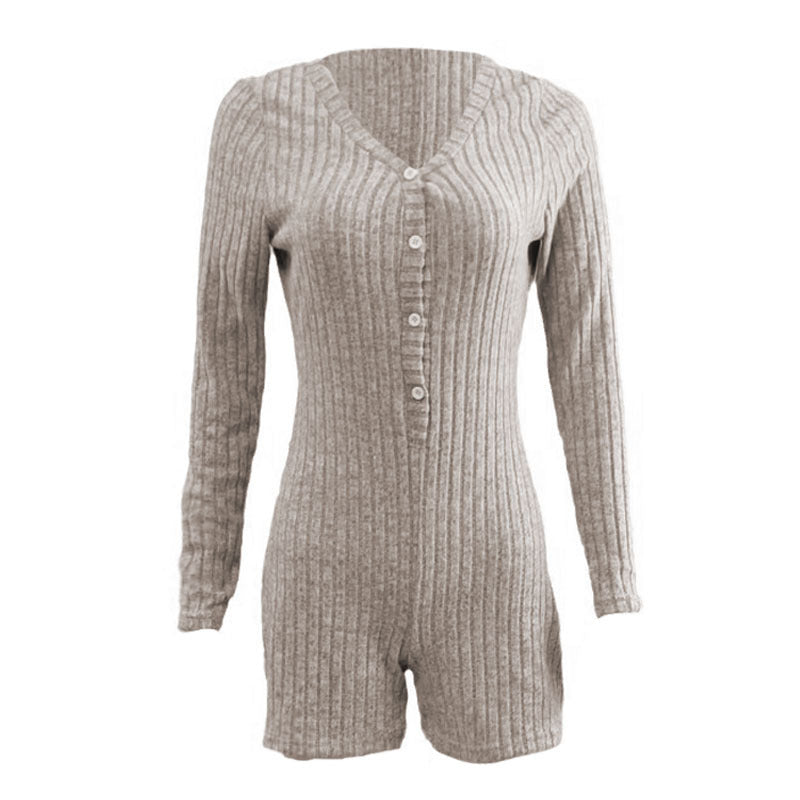 Lässiger, schlanker Damen-Jumpsuit aus Rippstrick