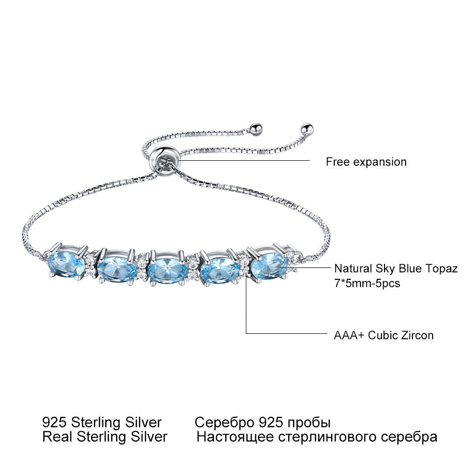 Armband aus 925er Sterlingsilber mit himmelblauem Topas
