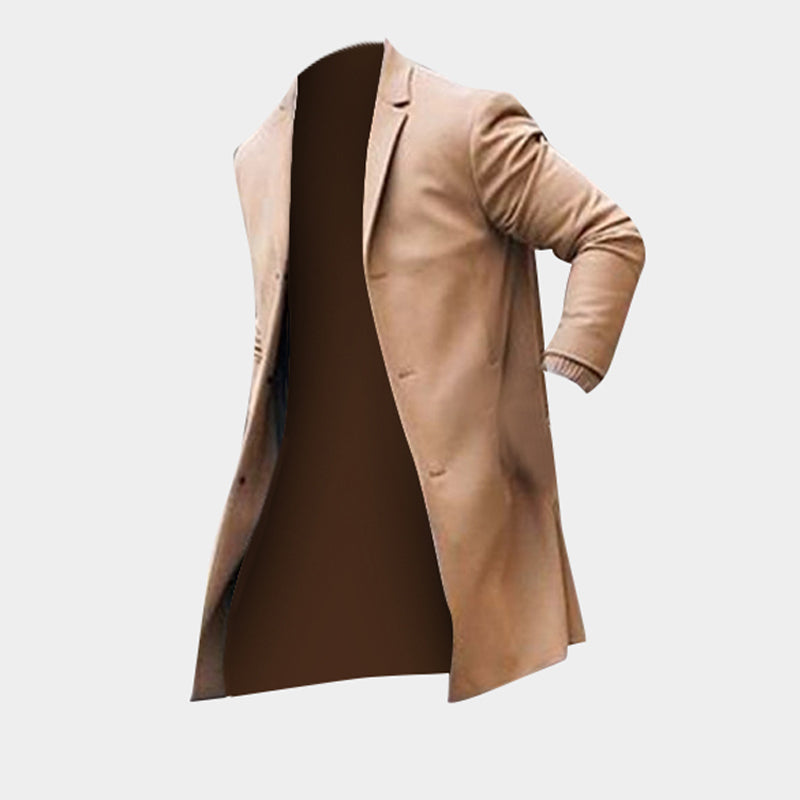 Herren Trenchcoat Winter Lang Jacken Mäntel Übermantel Klassische Jacken Einfarbig Slim Fit Oberbekleidung Hombre Herrenkleidung Khaki Schwarz
