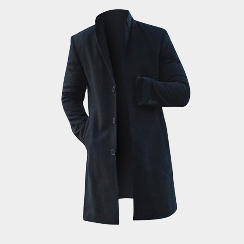 Herren Trenchcoat Winter Lang Jacken Mäntel Übermantel Klassische Jacken Einfarbig Slim Fit Oberbekleidung Hombre Herrenkleidung Khaki Schwarz