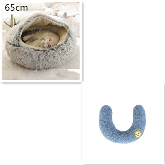 2 en 1 Lit pour chien et chat Lit d'hiver pour animaux de compagnie Lit rond en peluche Lit chaud Maison douce longue en peluche Produits pour animaux de compagnie
