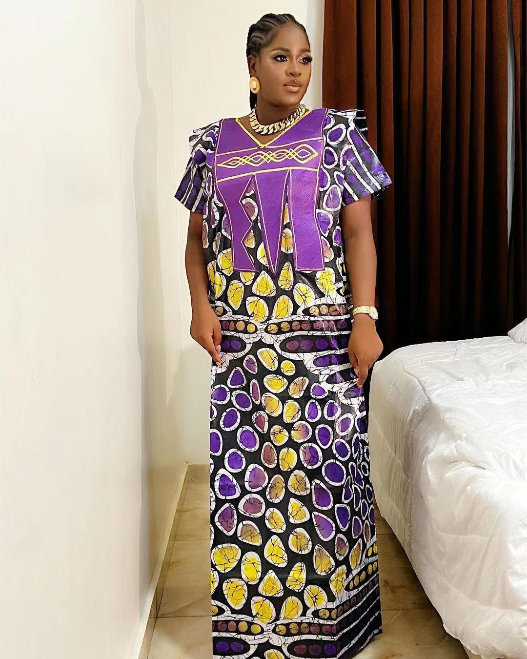 Stylish Plus Size Printed Dress Women'S Embroidery Muslim Robe for Ev