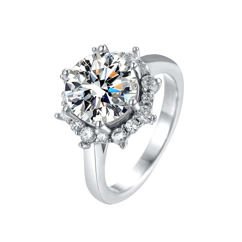 S925 Sterling Silber Ehering Luxus Leichte Luxus Blumenring Hochkarätiger Strassring