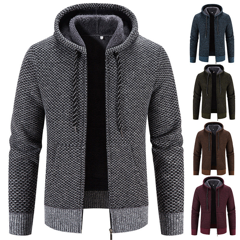 Manteau d'hiver avec fermeture éclair, couleur unie, manches longues, cordon de serrage, avec capuche, chaud, décontracté, épais, en peluche, pour le quotidien