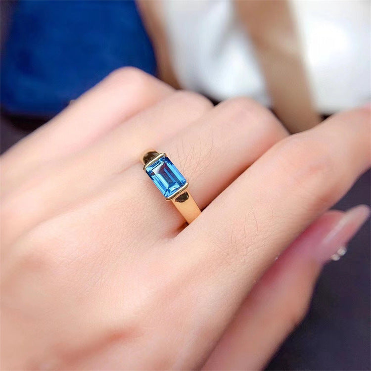 Natürlicher Topas Ring Dame 925 Silber plattiert