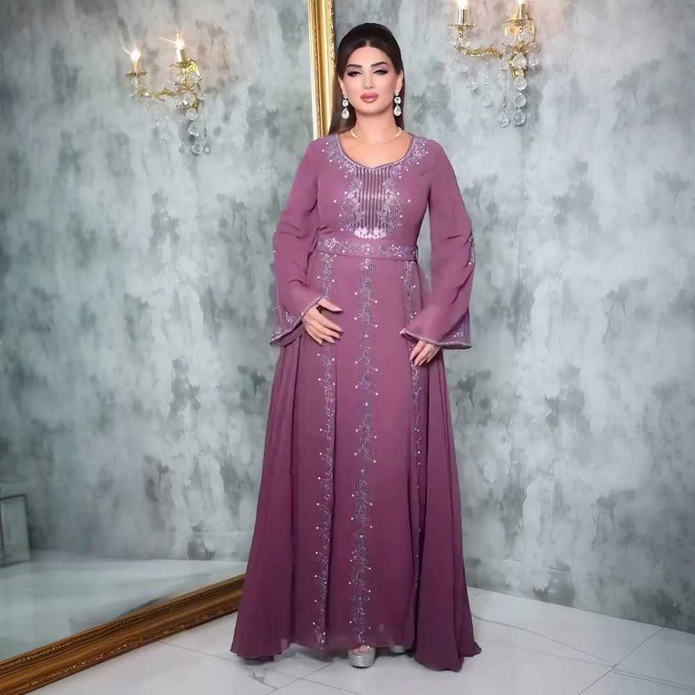 Stylish Elegant Heavy Industry Muslim Dress for Everyday Wear