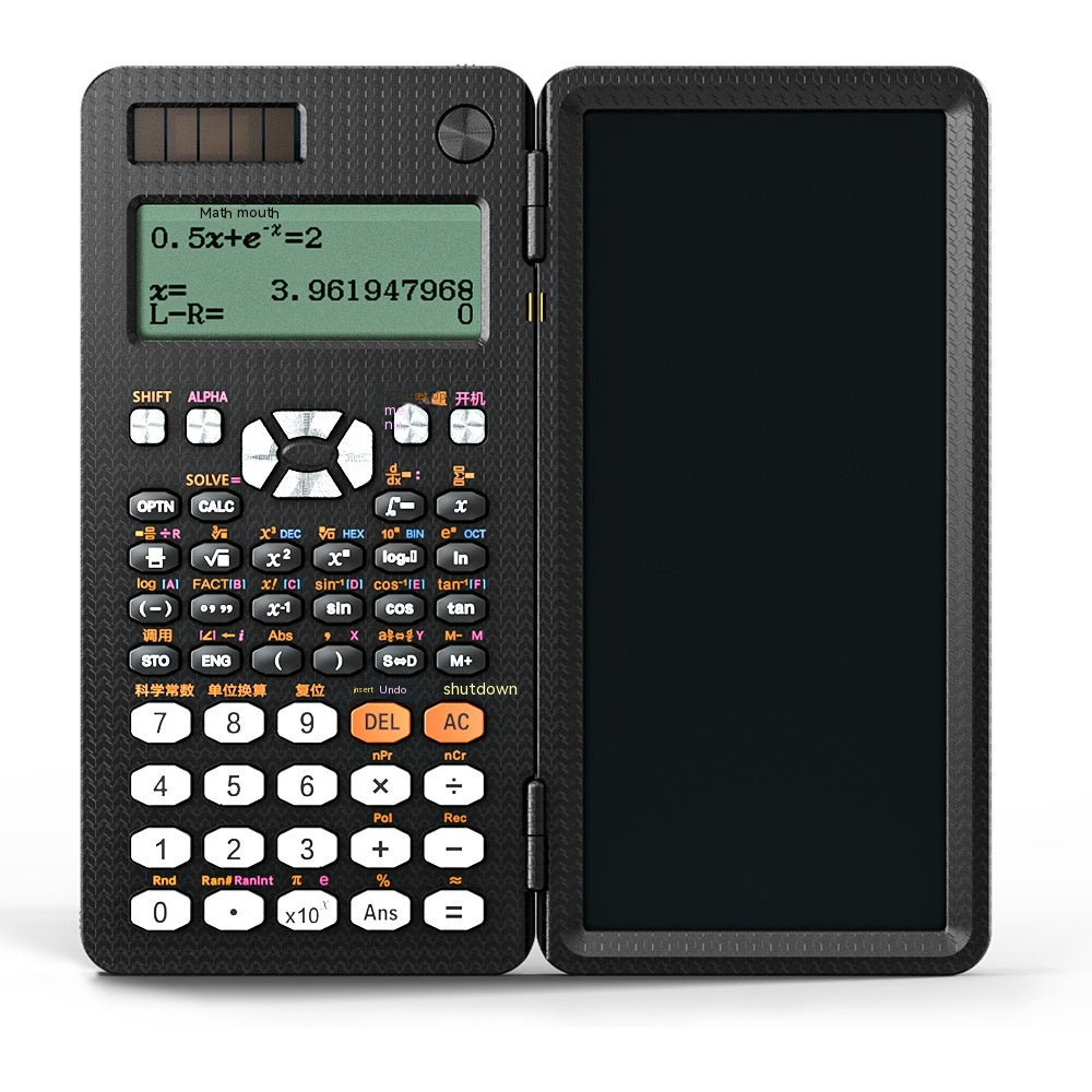 Calculatrices scientifiques pliables 2 en 1 avec tablette d'écriture, fonction d'apprentissage, calculatrices scientifiques de bureau pliables