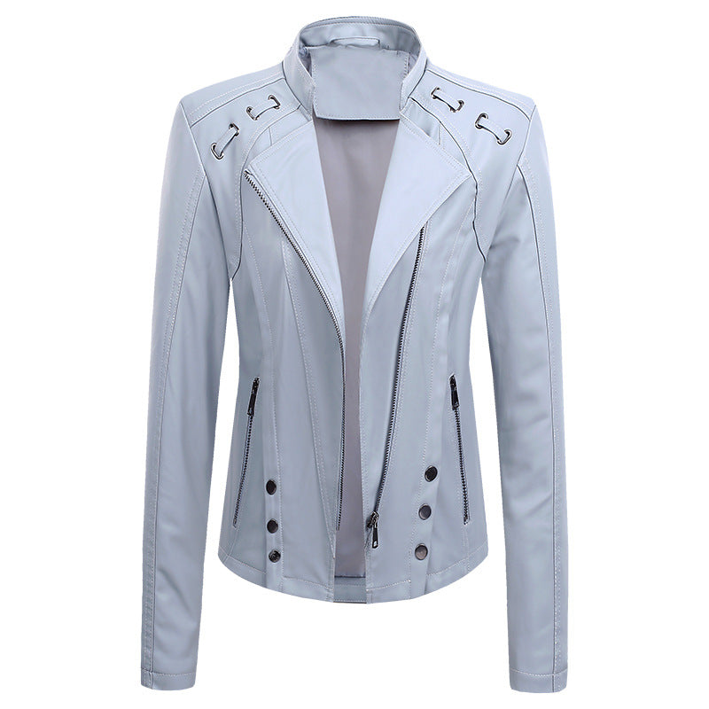 Neue Frühling- und Herbst-PU-Lederjacke für Damen, kurz