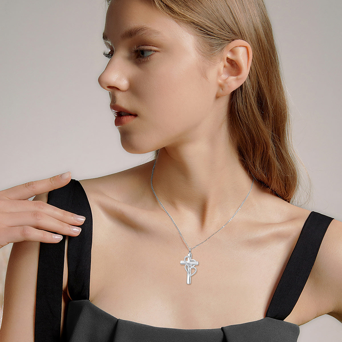 Elegant 925 Sterling Silver Cross Urn Necklace For Ashes Heart Memori