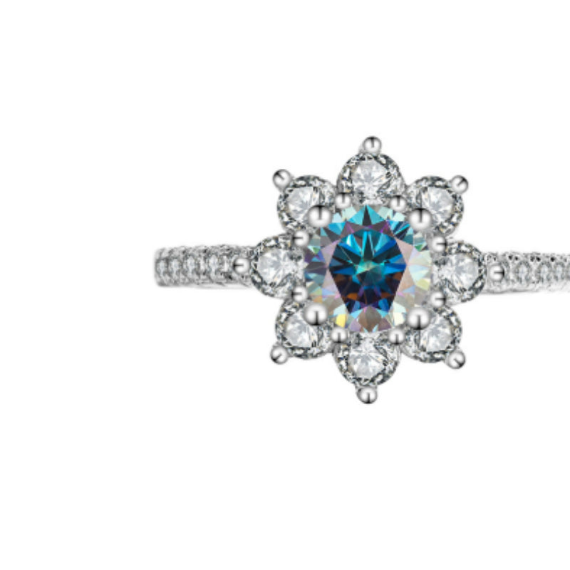 Sterling Silber 925 Moissanit Ring Damen Blumen Diamant