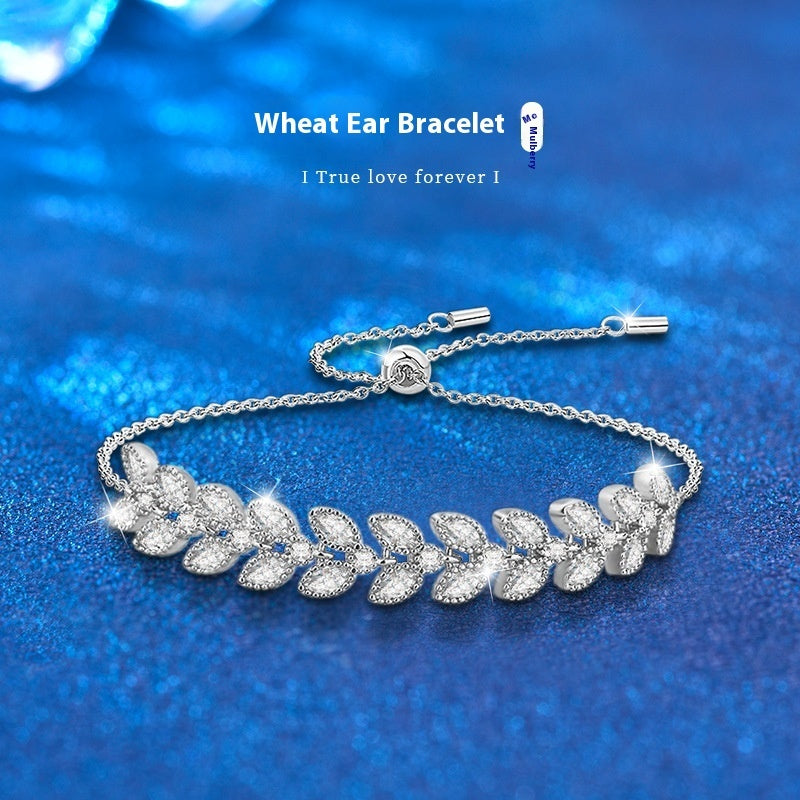 Moissanit Verstellbares 925er Sterling Silber Weizenarmband