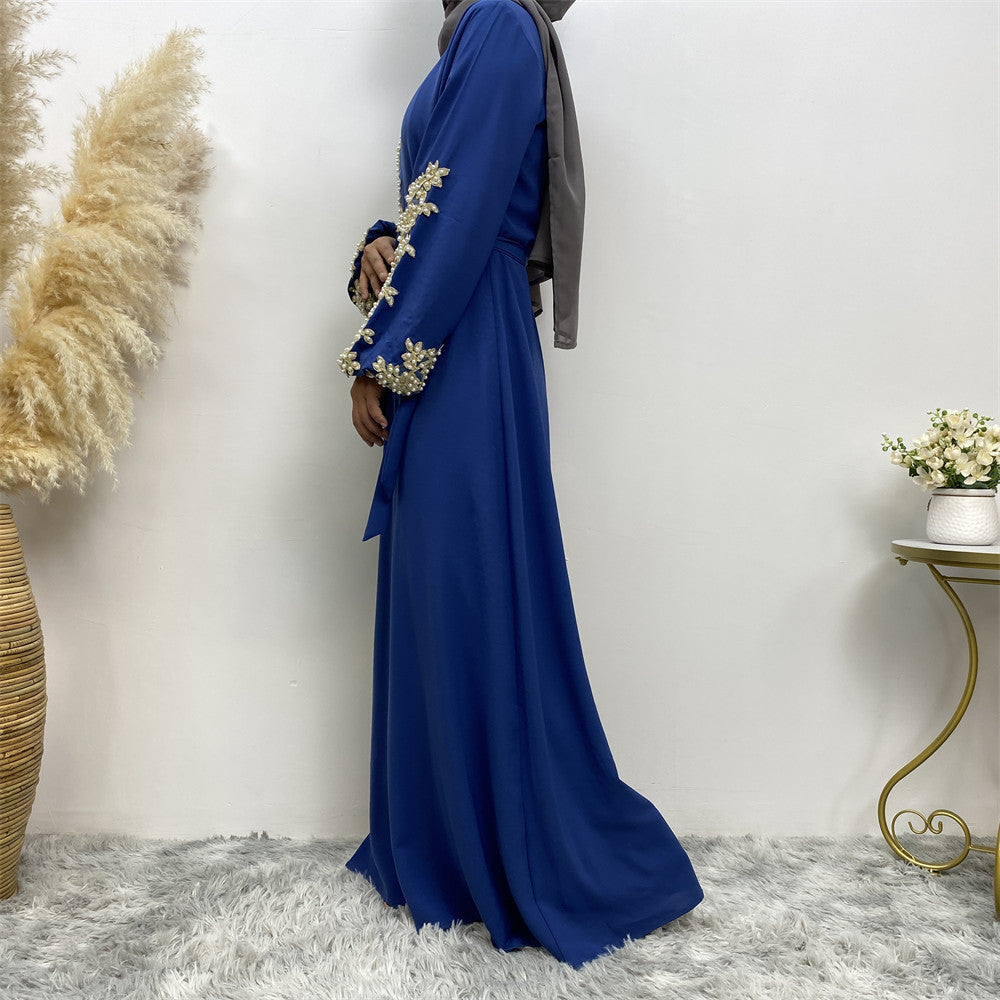 Stylish Fashion Lace Beaded Muslim Dress Women for Everyday Wear