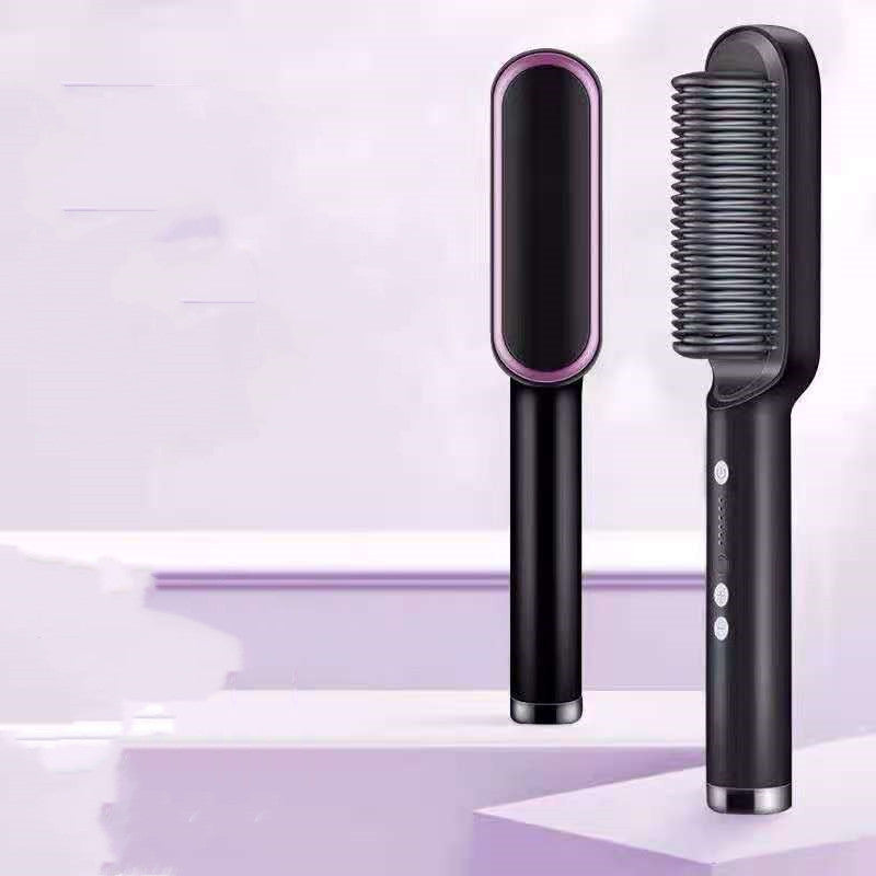 Nouveau peigne chaud lisseur 2 en 1 avec ion négatif et brosse à cheveux électrique double usage