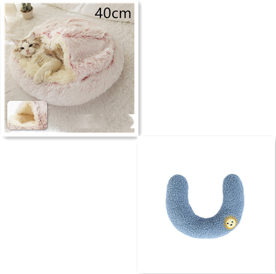 2 en 1 Lit pour chien et chat Lit d'hiver pour animaux de compagnie Lit rond en peluche Lit chaud Maison douce longue en peluche Produits pour animaux de compagnie