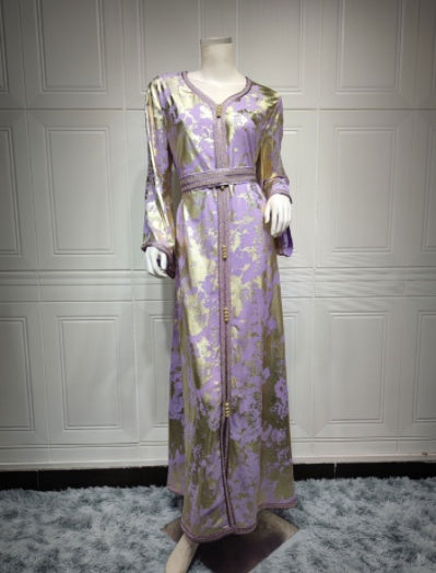 Muslimischer Bronzing-Bademantel, zweiteiliges Damenkleid mit Gürtel