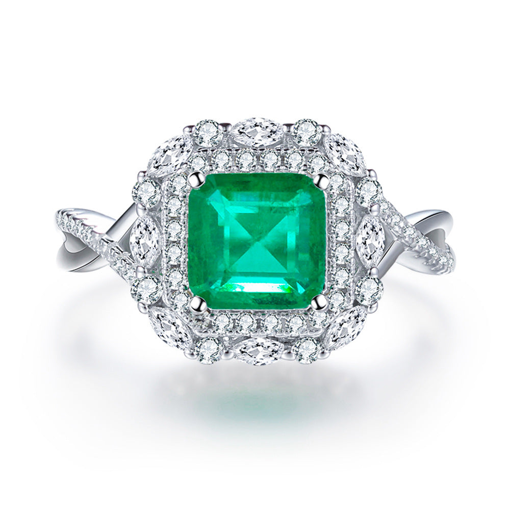 925 Sterling Silver Pink Diamond Egg-shaped Closed Wedding Ring European And American