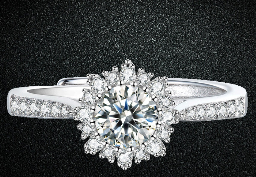 S925 Silver Inlaid Lace Fashion Modeling Ring