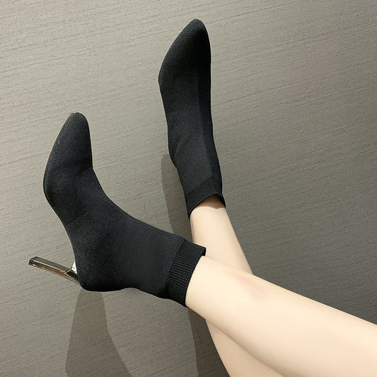Comfortable Pointed Toe Boots Women Sock Shoes for Daily Wear
