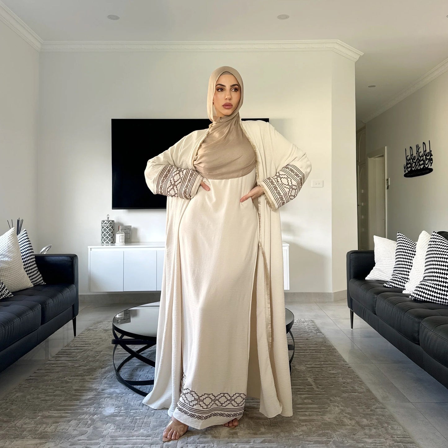 Fransen-Cardigan-Robe Muslimisches Kleid