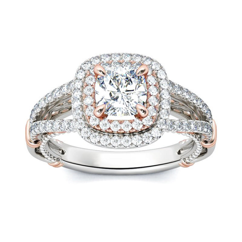 925 Sterling Silver Pink Diamond Egg-shaped Closed Wedding Ring European And American