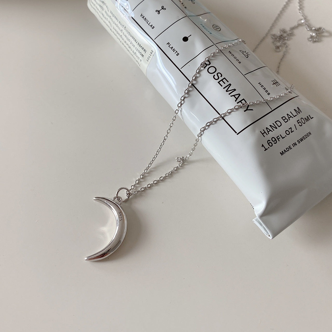 925 Sterling Silver  Moon Design Gold Necklace Set