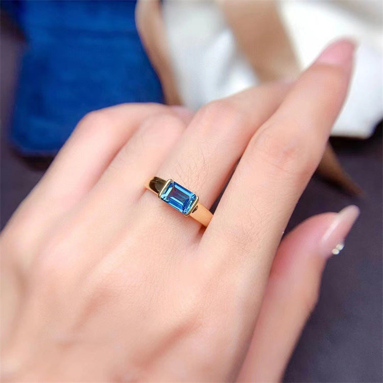 Natürlicher Topas Ring Dame 925 Silber plattiert