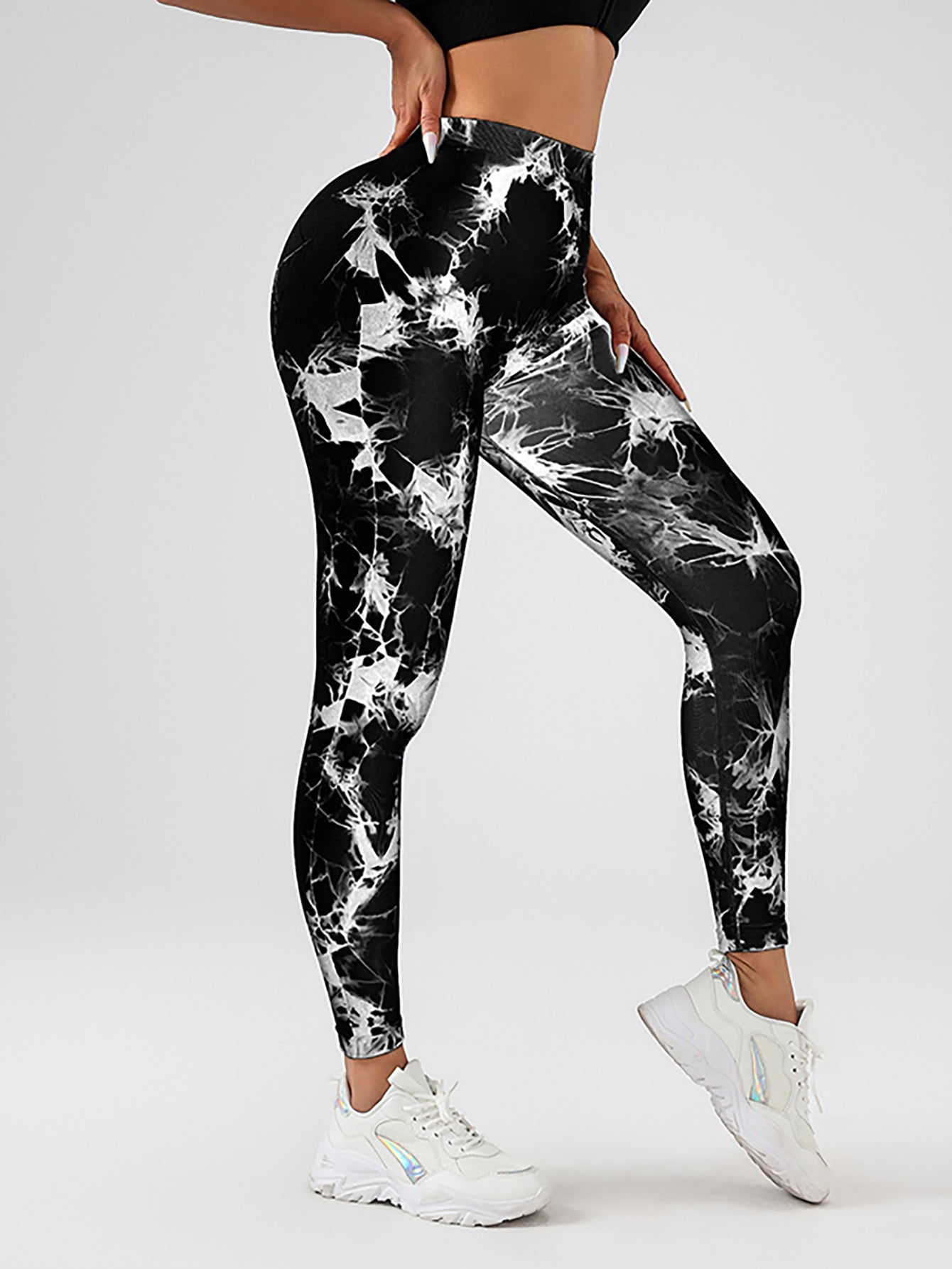 4er-Pack Scrunch-Workout-Leggings für Damen, hoch taillierte Butt-Lifting-Batik-V-Rücken-Taille, nahtlose Gym-Yoga-Leggings, Workout-Leggings für Frauen, Jada-Leggings