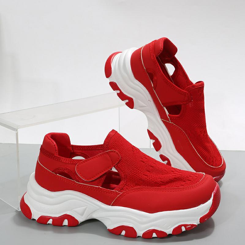 Mesh-Sportschuhe Damenmode Outdoor Flache Ferse Runde Zehe Preppy Laufschuhe
