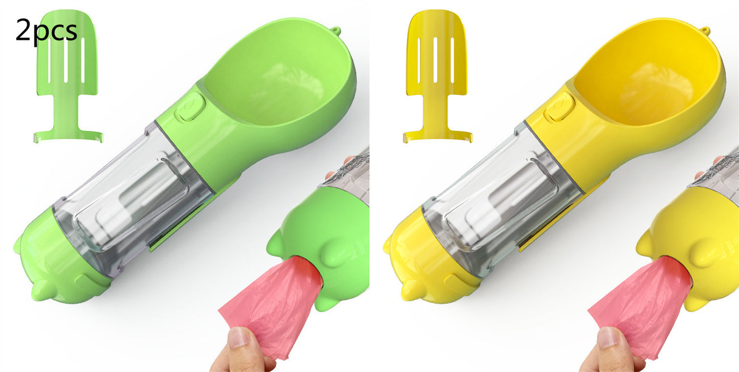 Bouteille d'eau pour animaux de compagnie, gamelle, rangement de sacs poubelles, portable pour voyage en extérieur, bouteille d'eau 3-en-1 pour chien