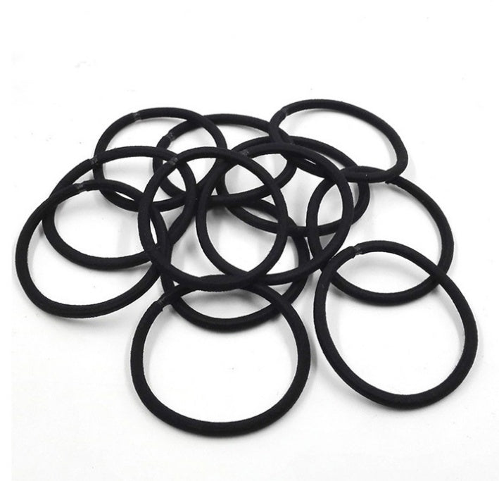 100 Stück schwarze elastische Haarbänder Pferdeschwanzhalter Kopfseil Krawatten Hüte Haarstyling Kinder Mädchen Zubehör Scrunchie