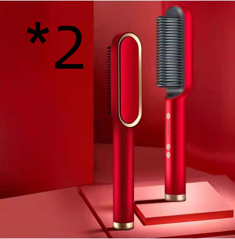 Nouveau peigne chaud lisseur 2 en 1 avec ion négatif et brosse à cheveux électrique double usage