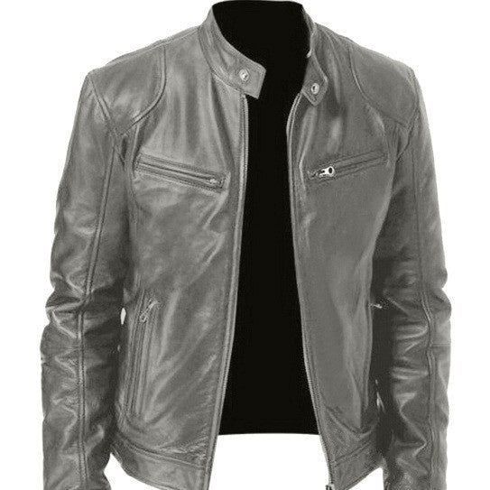 PU-Lederjacke Slim-Fit-Lederjacke