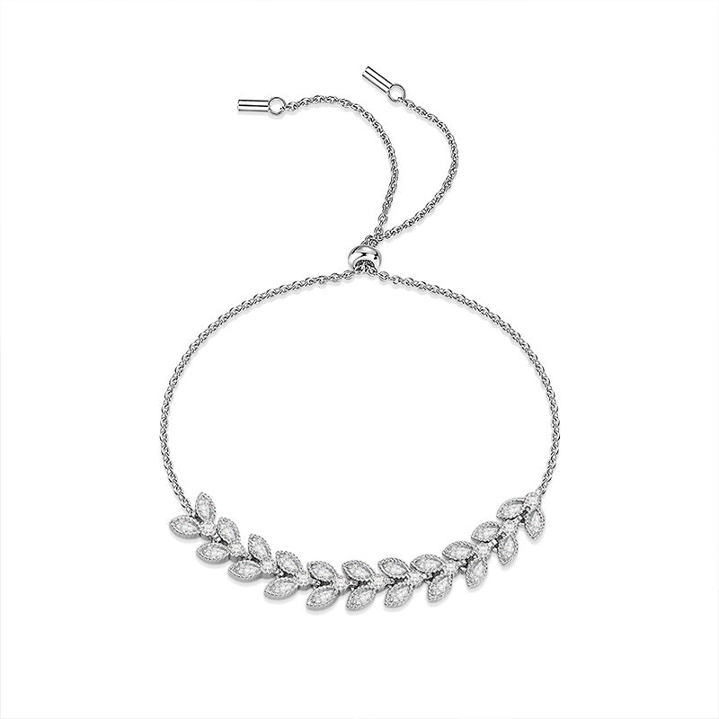 Moissanit Verstellbares 925er Sterling Silber Weizenarmband