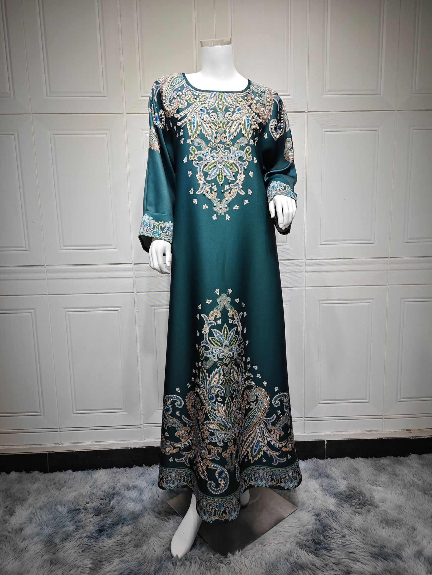 Stylish Muslim Robe Printed Dubai Women'S Clothing Dress for Everyday