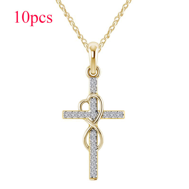 Legierungsanhänger mit Diamant und achtstelliger Kreuzkette