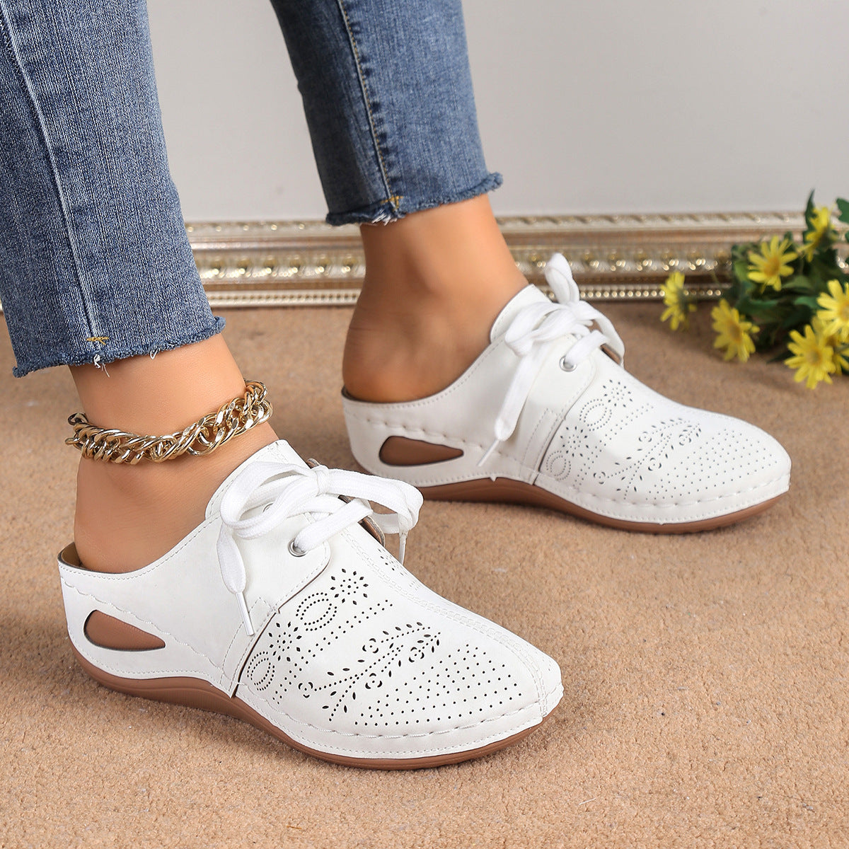 Sommer Baotou Schnürschuhe Outdoor Aushöhlen Keile Hausschuhe Für Frauen Sportschuhe