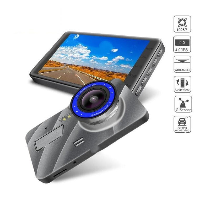 Écran IPS de 4 pouces pour tableau de bord, vision nocturne HD, double objectif en alliage de zinc