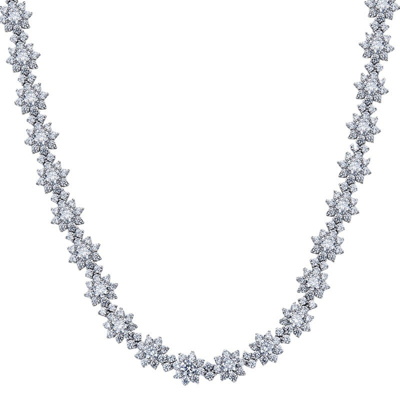 Halskette aus 925er Silber mit Diamanten und Sonnenblumen-Motiv