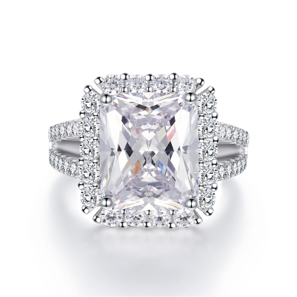 925 Sterling Silver Pink Diamond Egg-shaped Closed Wedding Ring European And American