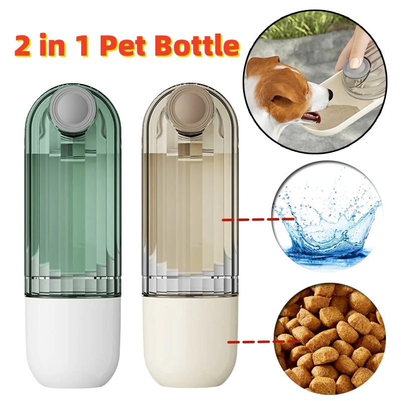 Trendy 2 In 1 Pet Water Cup Segment Design Green Dog Walking Portable