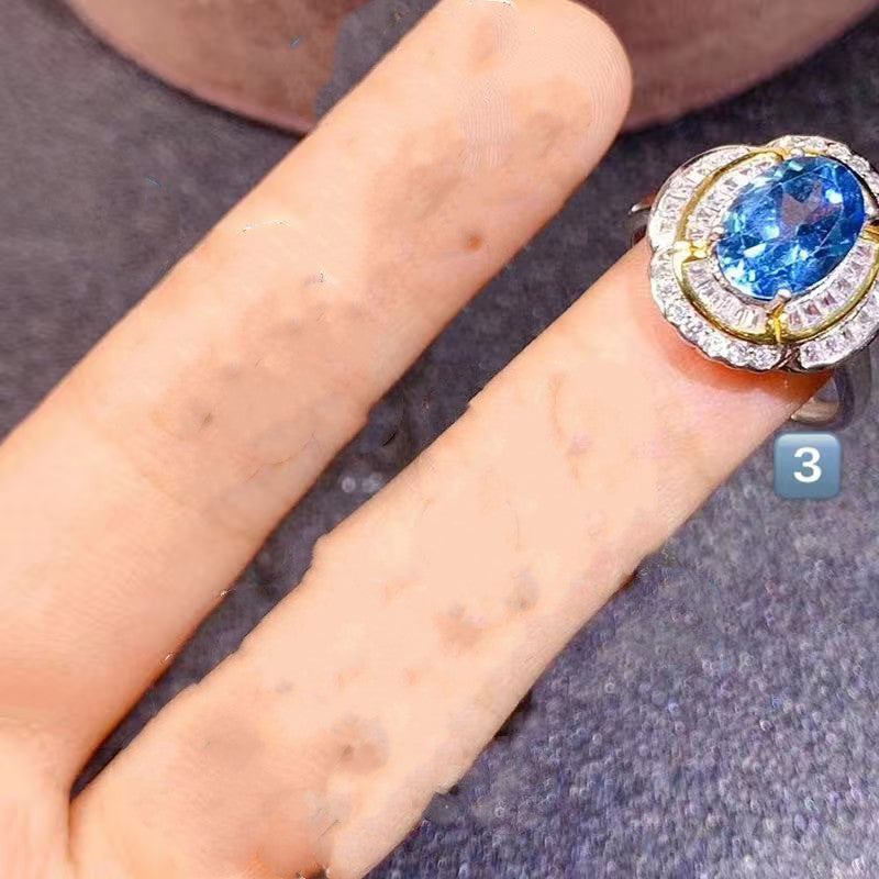 Damenmode Persönlichkeit Natürlicher Blautopasring