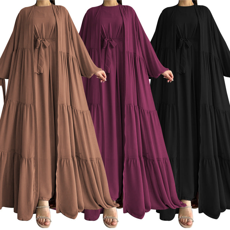 Muslimisches einfarbiges Westenkleid Mode