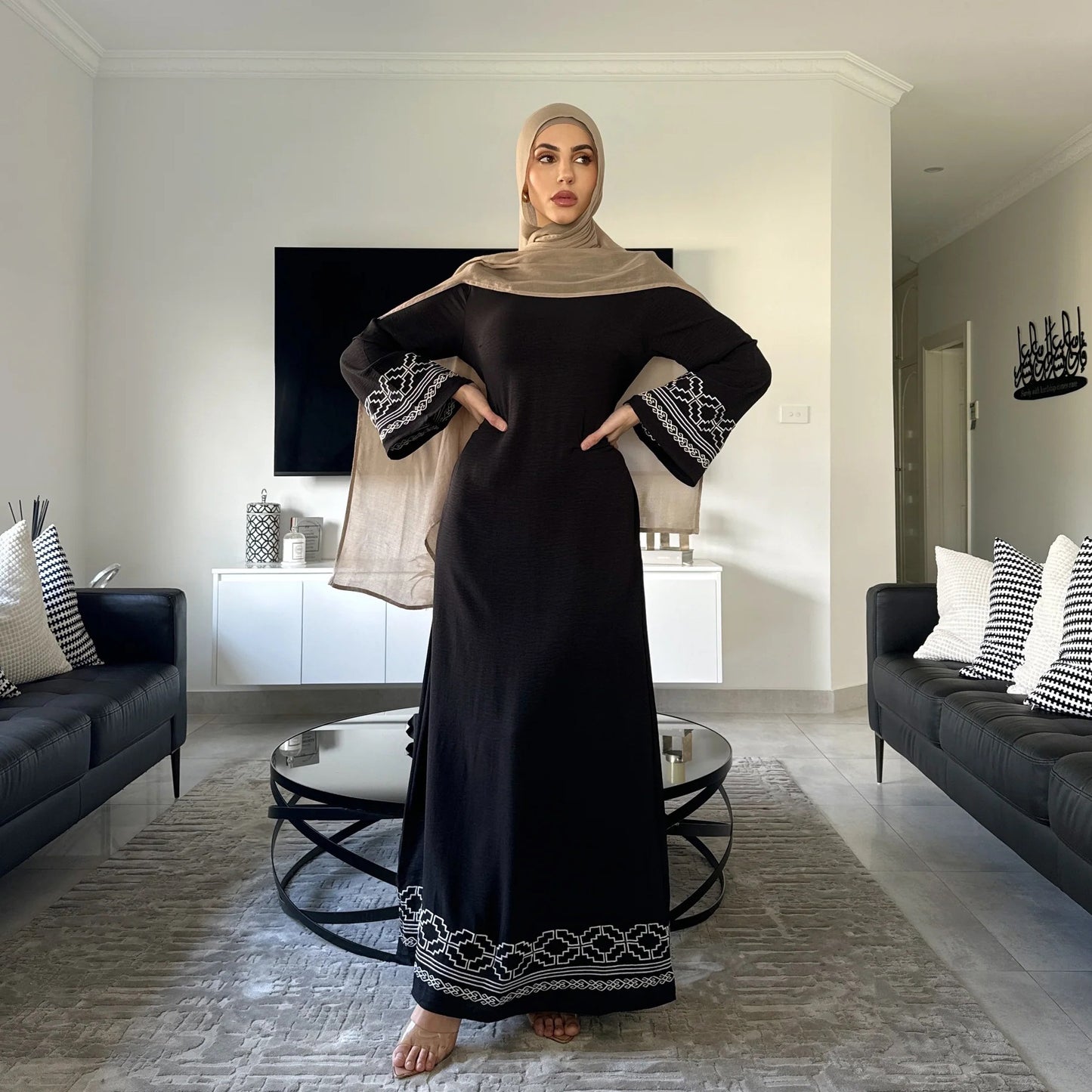 Damen Stickerei Mode Persönlichkeit Muslimisches Kleid