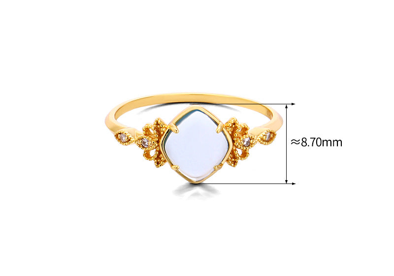 Vintage Diamond Ring Natural Topaz