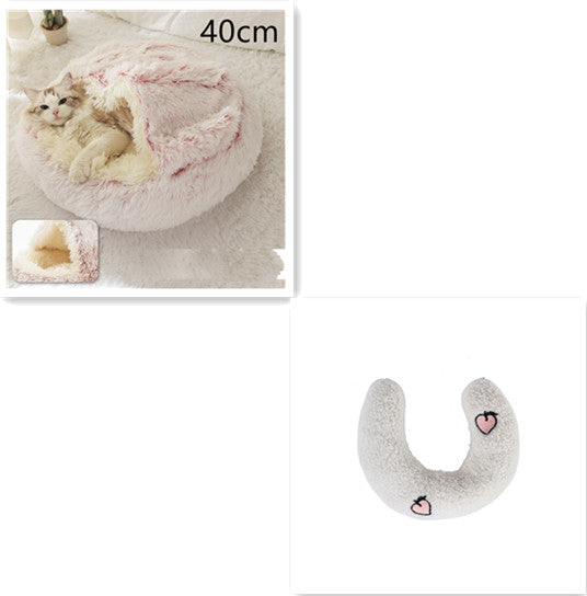 2 en 1 Lit pour chien et chat Lit d'hiver pour animaux de compagnie Lit rond en peluche Lit chaud Maison douce longue en peluche Produits pour animaux de compagnie