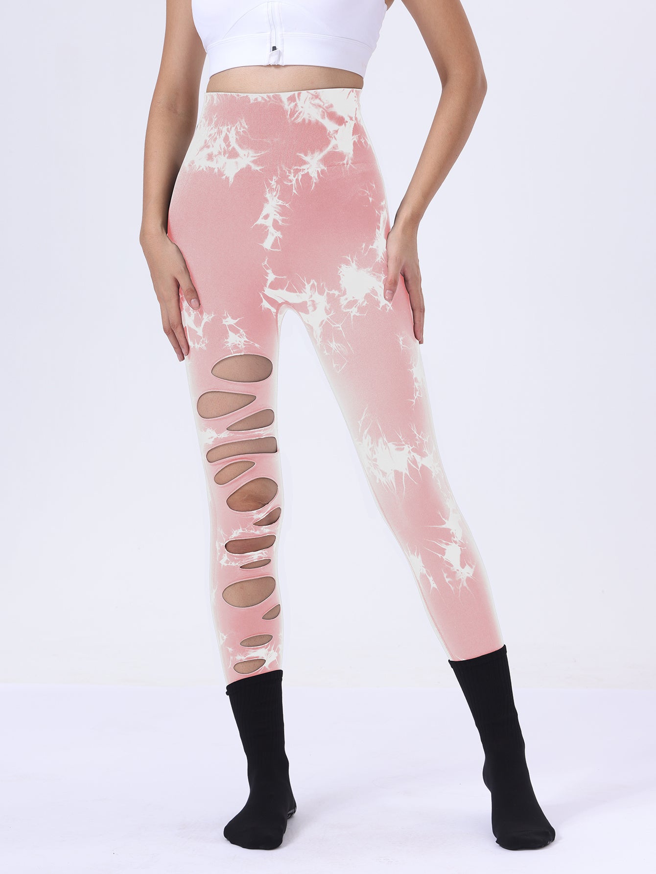 4er-Pack Batik-Workout-Leggings für Damen, hohe Taille, nahtlos, Scrunch Butt Lifting, Gym-Yogahose, elastische Hose